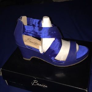 Royal blue criss cross sandals